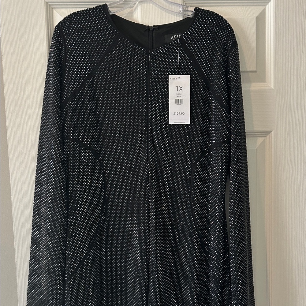 Akira Black Sequin Long Sleeve Jumpsuit size 1x - Picture 2 of 7